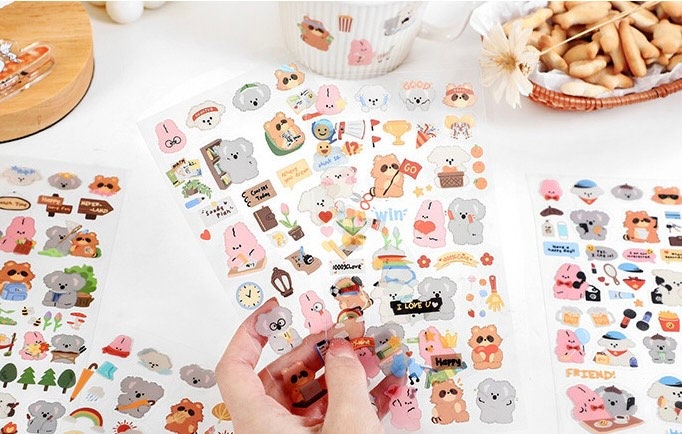 Kawaii animal deco sticker, travel sticker, daily life sticker, planner sticker